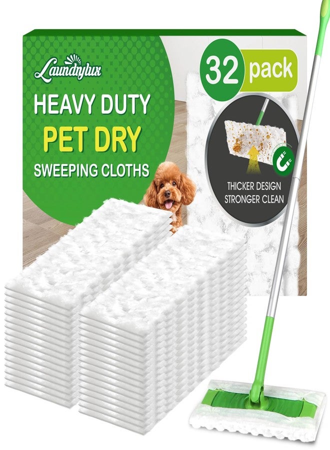 LAUNDRYLUX Heavy Duty Dry Sweeping Cloths Refills Compatible with Swiffer Sweeper, Multi Surface Pet Dry Pads Refill, Floor Cleaner for Dust, Hair, Dirt, Disposable Duster Mop Pad - 32 Count - Image 1